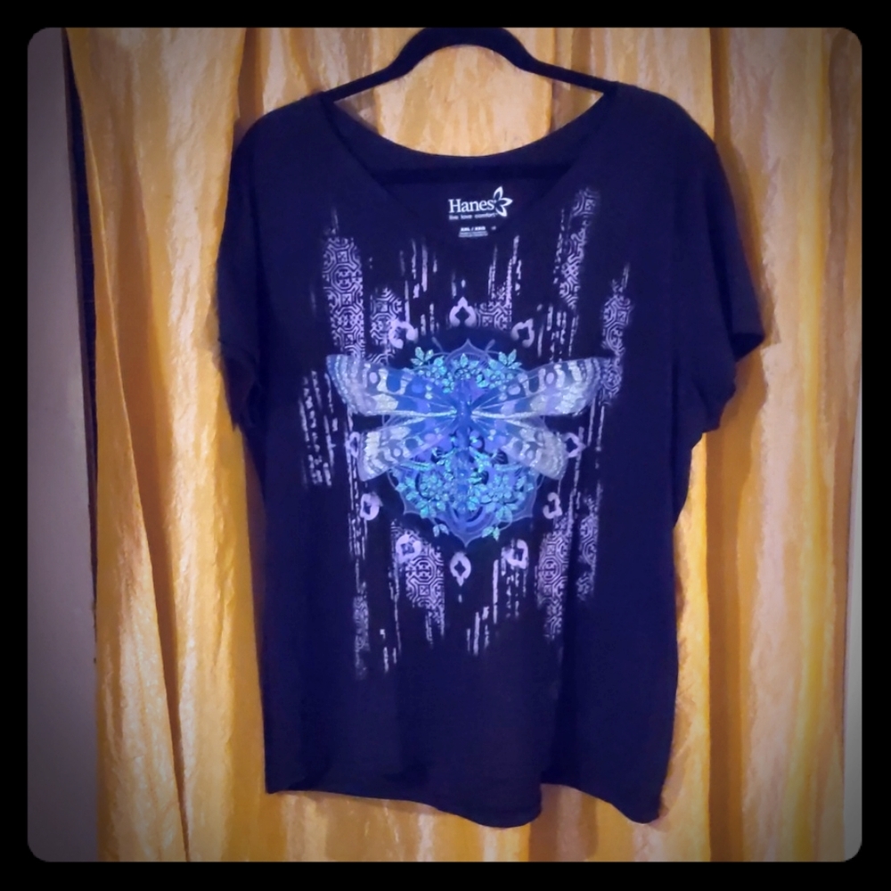 Hanes Graphic Dragonfly Black T-shirt XXL